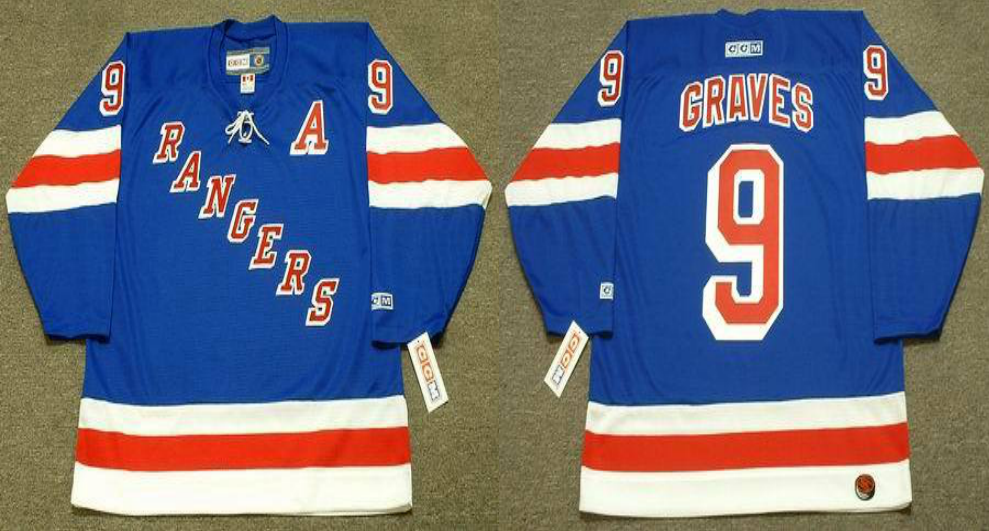2019 Men New York Rangers 9 Graves blue style #3 CCM NHL jerseys->philadelphia flyers->NHL Jersey
